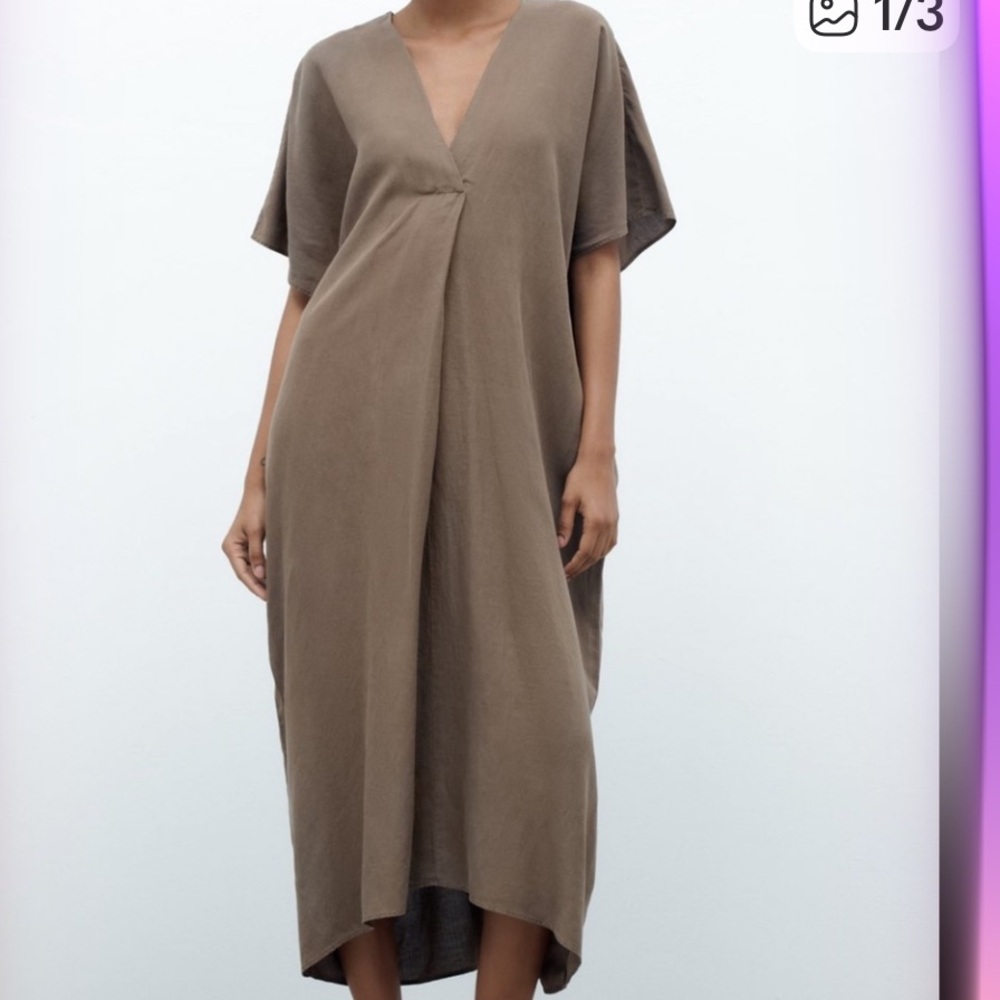 Elegant Brown V-Neck Caftan Dress
